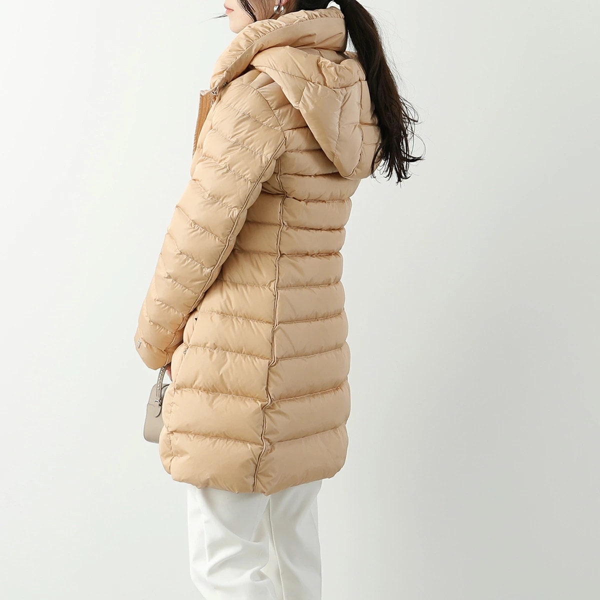 add エーディーディー ダウンコート 6AW002 レディース ナイロン フード付き メタルロゴ スタンドネック ハイネック カラー2色