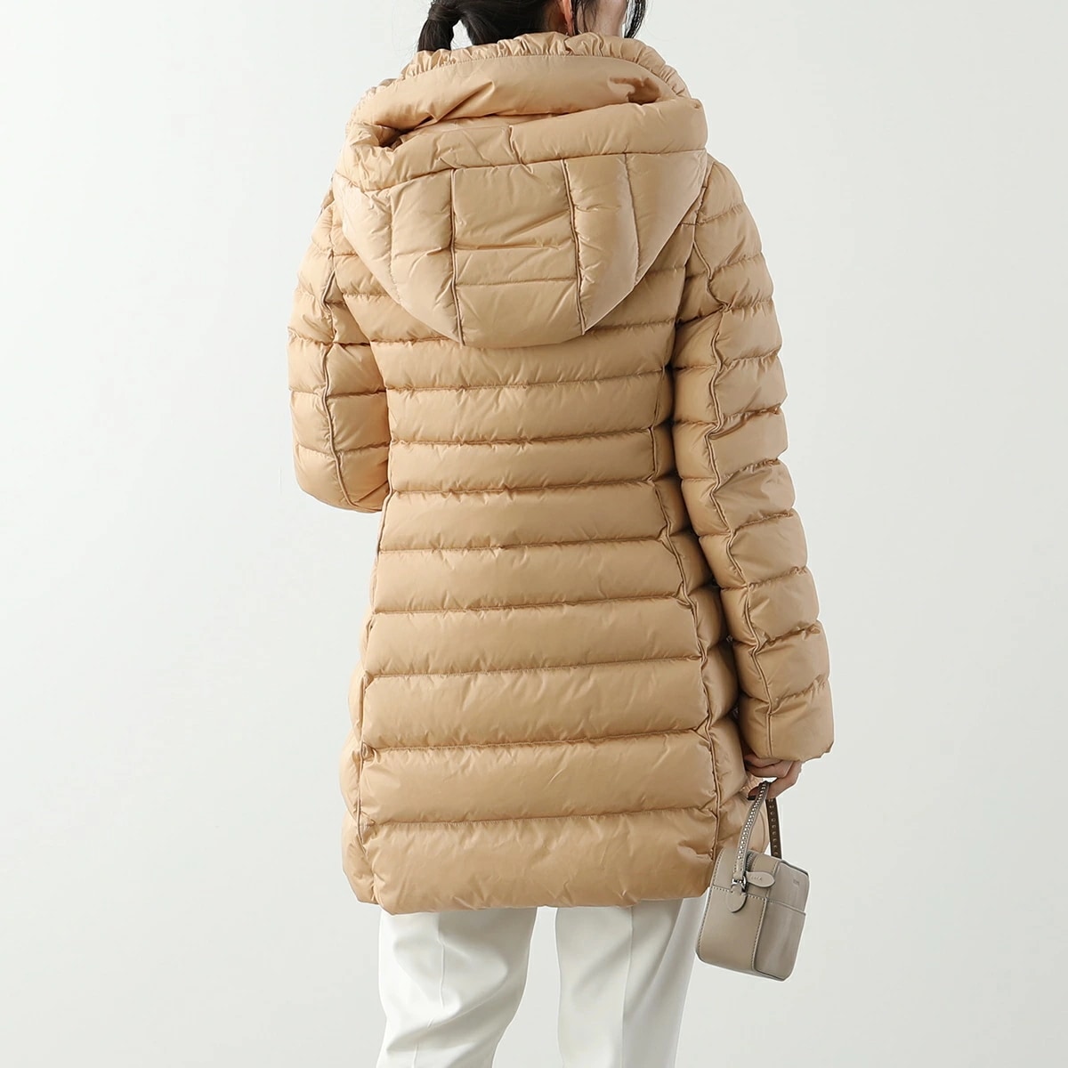 add エーディーディー ダウンコート 6AW002 レディース ナイロン フード付き メタルロゴ スタンドネック ハイネック カラー2色