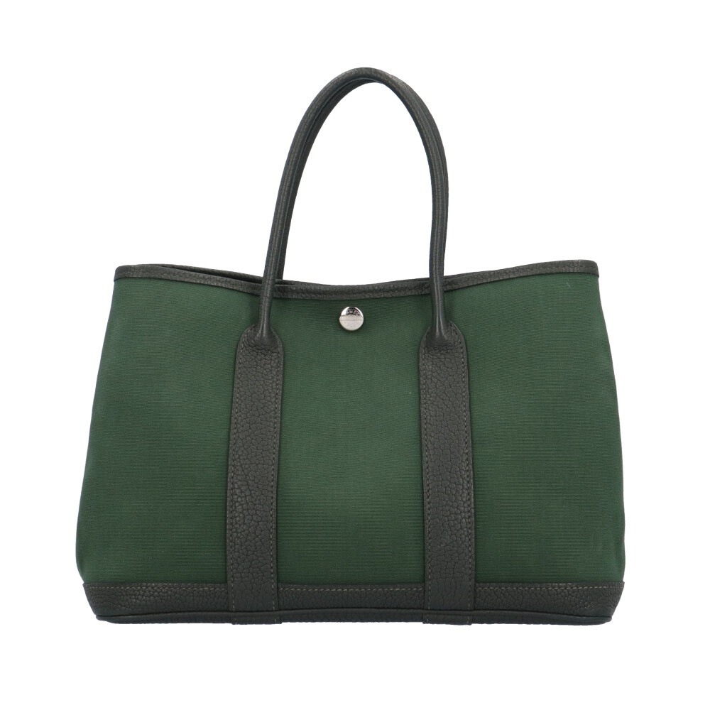 エルメス ガーデンパーティTPM ハンドバッグ トワルアッシュ グリーン HERMES 中古