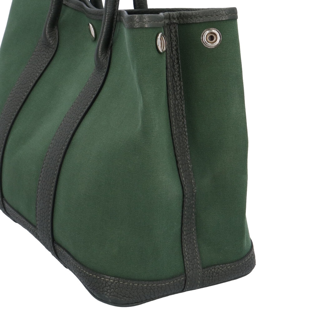 エルメス ガーデンパーティTPM ハンドバッグ トワルアッシュ グリーン HERMES 中古