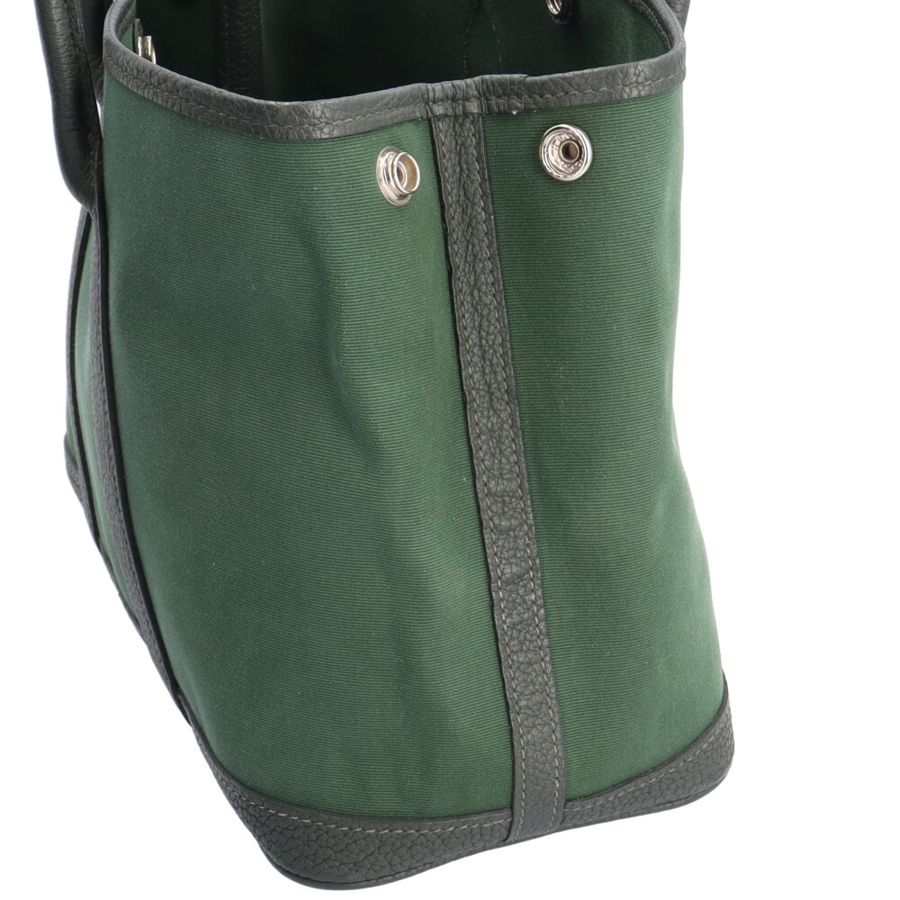 エルメス ガーデンパーティTPM ハンドバッグ トワルアッシュ グリーン HERMES 中古