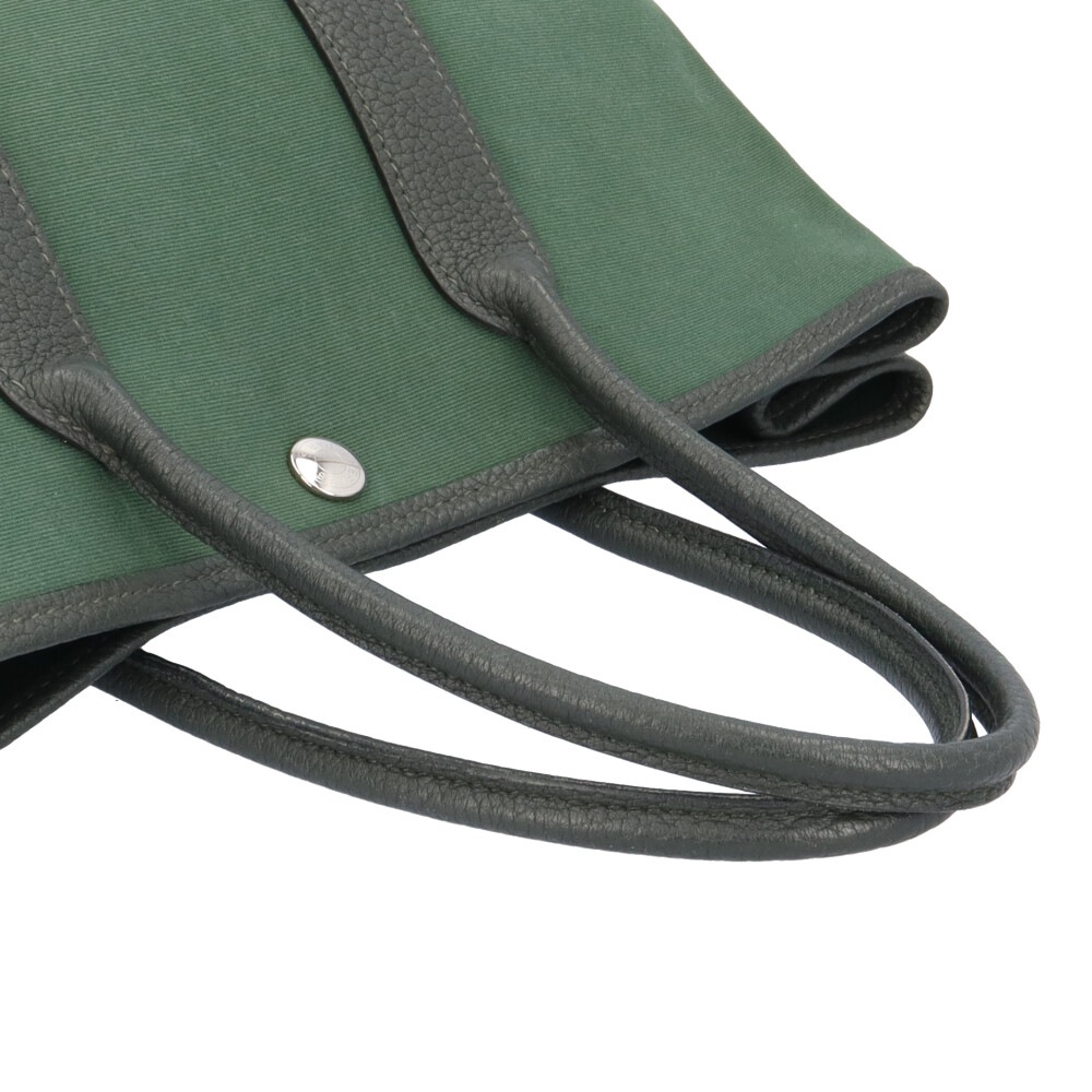 エルメス ガーデンパーティTPM ハンドバッグ トワルアッシュ グリーン HERMES 中古