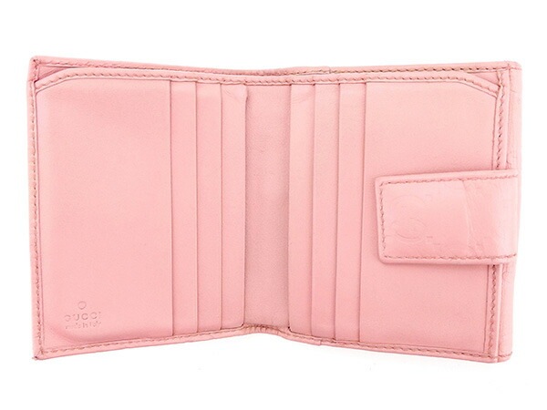 Wホック 財布 二つ折り 財布 グッチシマ ロゴプレート ピンク ゴールド 中古 Wホック 財布 二つ折り 財布 グッチシマ ロゴプレート ピンク ゴールド 中古