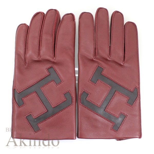 【新品】エルメス グローブ 手袋 レディース サイズ ＃8 小豆色 Hロゴ ラムスキン レザー 本革 裏シルク HERMES グローブ エレガント ファッションアイテム オシャレ 記念日 新品 ブラン