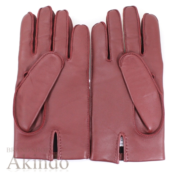 【新品】エルメス グローブ 手袋 レディース サイズ ＃8 小豆色 Hロゴ ラムスキン レザー 本革 裏シルク HERMES グローブ エレガント ファッションアイテム オシャレ 記念日 新品 ブラン