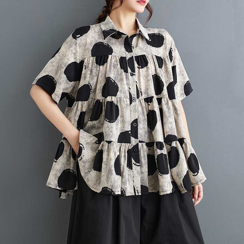 25大きいサイズゆったりインクプリントシフォンシャツ 「ファットガール」 25大きいサイズゆったりインクプリントシフォンシャツ 「ファットガール」