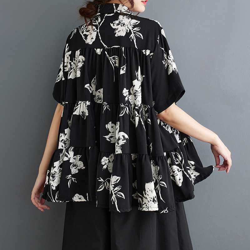 25大きいサイズゆったりインクプリントシフォンシャツ 「ファットガール」 25大きいサイズゆったりインクプリントシフォンシャツ 「ファットガール」