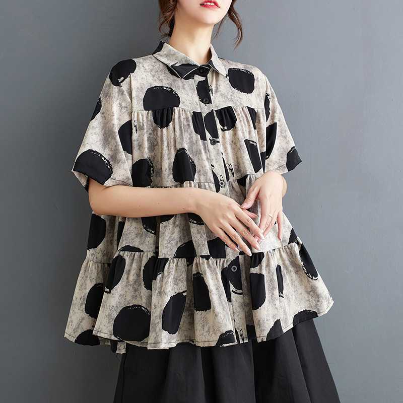 25大きいサイズゆったりインクプリントシフォンシャツ 「ファットガール」 25大きいサイズゆったりインクプリントシフォンシャツ 「ファットガール」