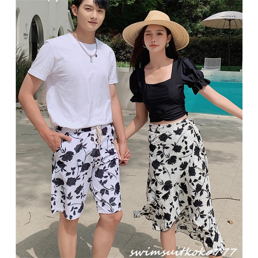 水着セット カップル水着 レディース タンキニ 柄物 ショートパンツ