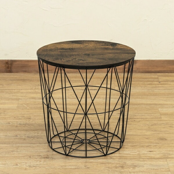 マルチサイドテーブル40Φcm ヴィンテージブラウン（VBR） 完成品