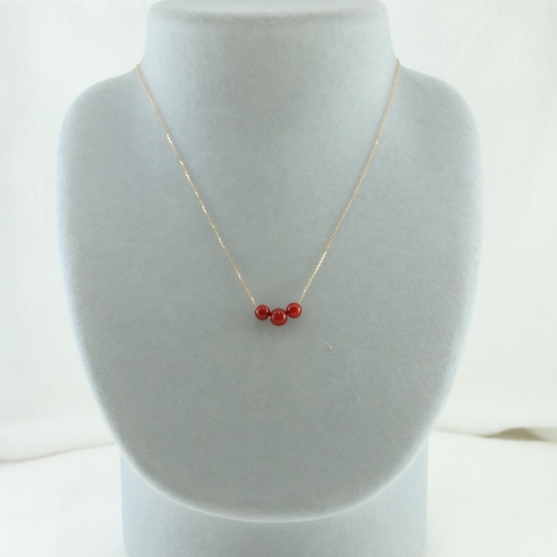 イタリア産 赤 珊瑚 サンゴ 丸珠 ダイヤモンド K18YG イエロー