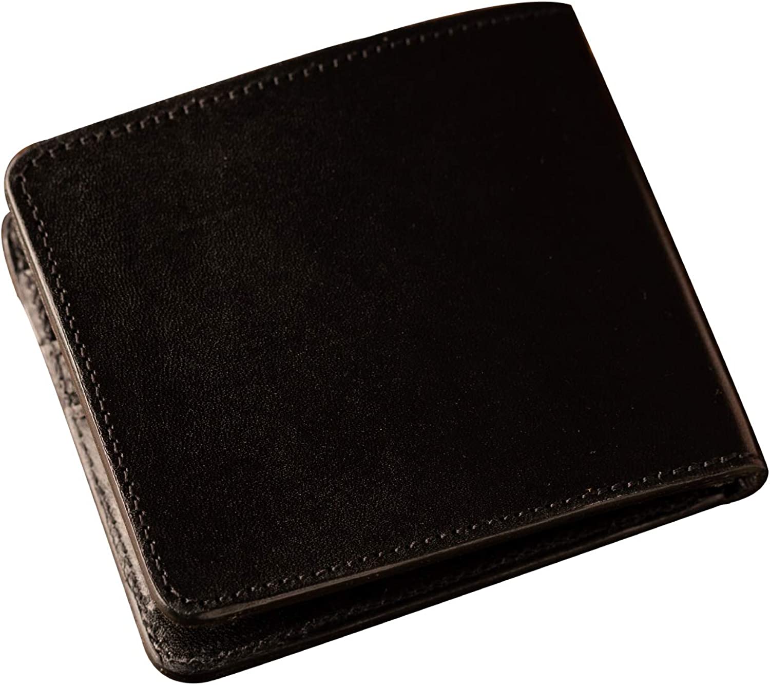 珍しい 本革 栃木レザー 二つ折り財布 日本製 ブラック WL-010 カードケース ウォレット シンプル 札入れ 財布 薄型 長財布 