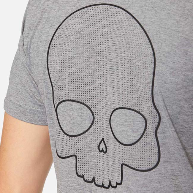 海外サイズ HYDROGEN(ハイドロゲン) 2023 FW メンズ メッシュラバースカル TECH 半袖Tシャツ バックプリント D00006-015 グレーメランジ_4