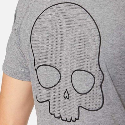 海外サイズ HYDROGEN(ハイドロゲン) 2023 FW メンズ メッシュラバースカル TECH 半袖Tシャツ バックプリント D00006-015 グレーメランジ