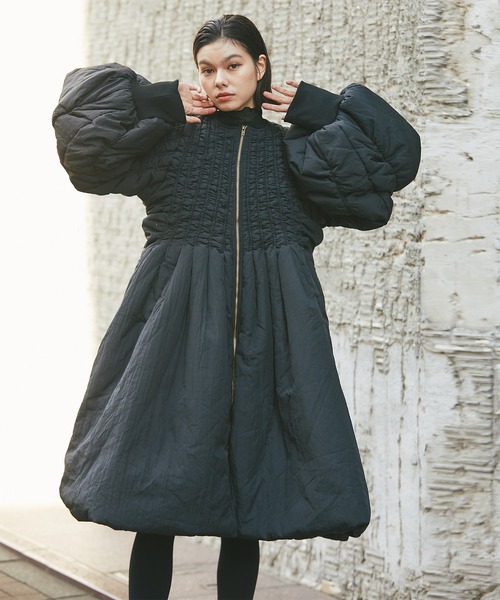 ダウン ダウンジャケット バルーン袖エコロングダウンコート レディース ダウン ダウンジャケット バルーン袖エコロングダウンコート レディース