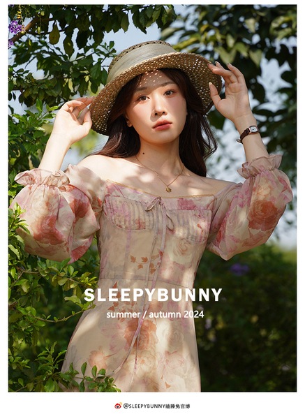スリーピーラビット シフォン フレンチ ヴィンテージ スカート ローズプリント