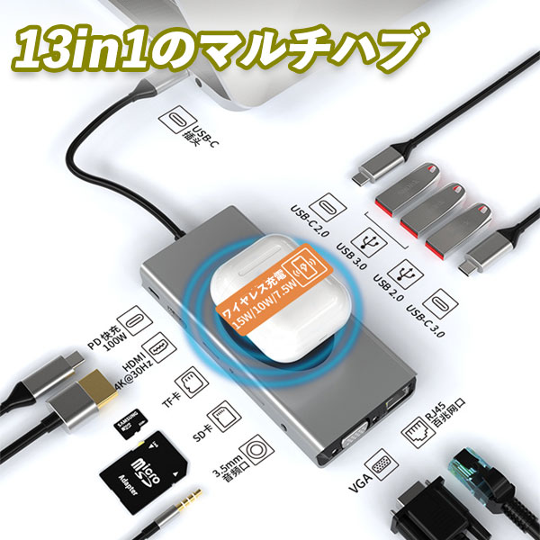 Qoo10] マルチポートUSBハブ 13-in-1