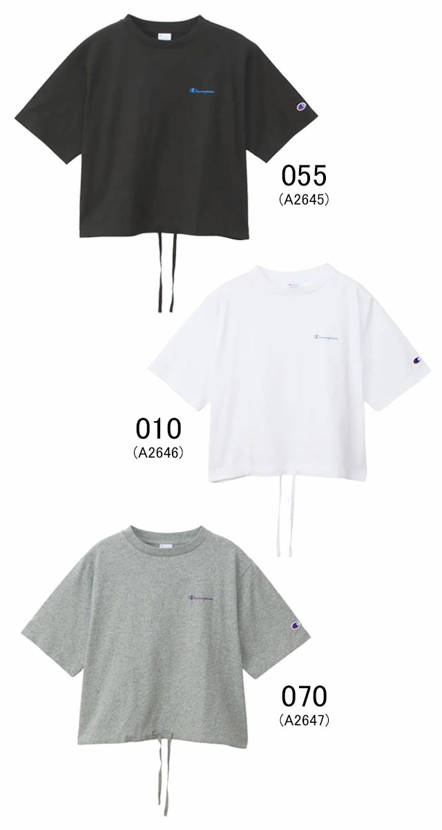 チャンピオン レディース Tシャツ ショートスリーブ 接触冷感 ドローストリング クルーネック アパレル コットン100% アメカジ ウェア CW-B322 055 オフブラック 010 ホワイト 0 チャンピオン レディース Tシャツ ショートスリーブ 接触冷感 ドローストリング クルーネック アパレル コットン100% アメカジ ウェア CW-B322 055 オフブラック 010 ホワイト 0
