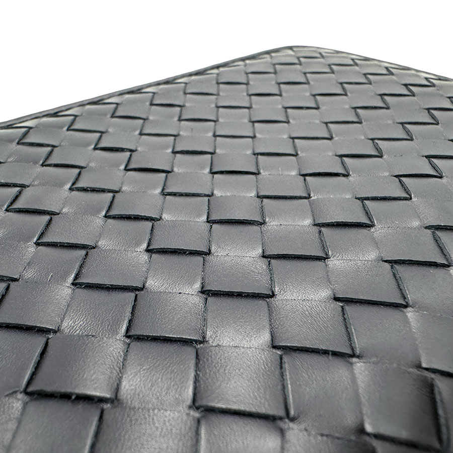 ボッテガヴェネタ BOTTEGAVENETA ラウンドファスナー長財布 イントレチャート レザー ブラック メンズ n0052