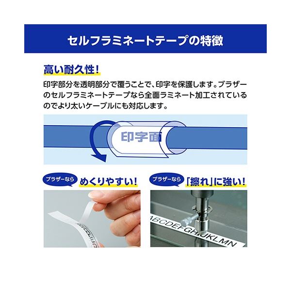 (まとめ) ブラザー ピータッチ セルフラミネートテープ ケーブルマーキング 36mm 白/黒文字 TZE-SL261 1個 (×3セット)