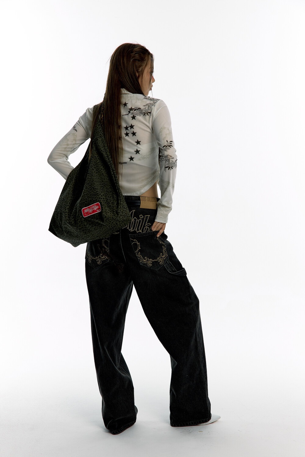 Kashiko Ink Painting Highneck Mesh Top ★ 大人気!!!!!! ★ Kashiko】送料/関税込 Ink Painting Highneck Mesh Top
