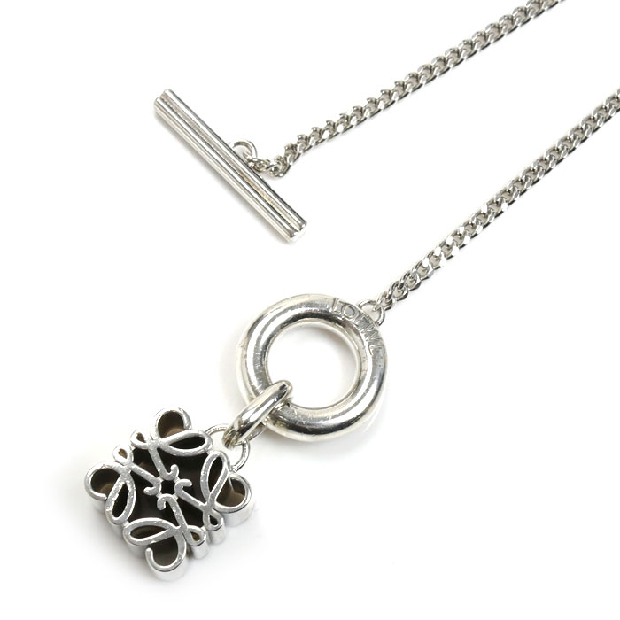 LOEWE ロエベ シルバー925 アナグラム ネックレス 0010770980 15.8g 42cm レディース 中古