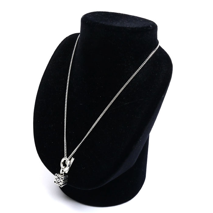 LOEWE ロエベ シルバー925 アナグラム ネックレス 0010770980 15.8g 42cm レディース 中古