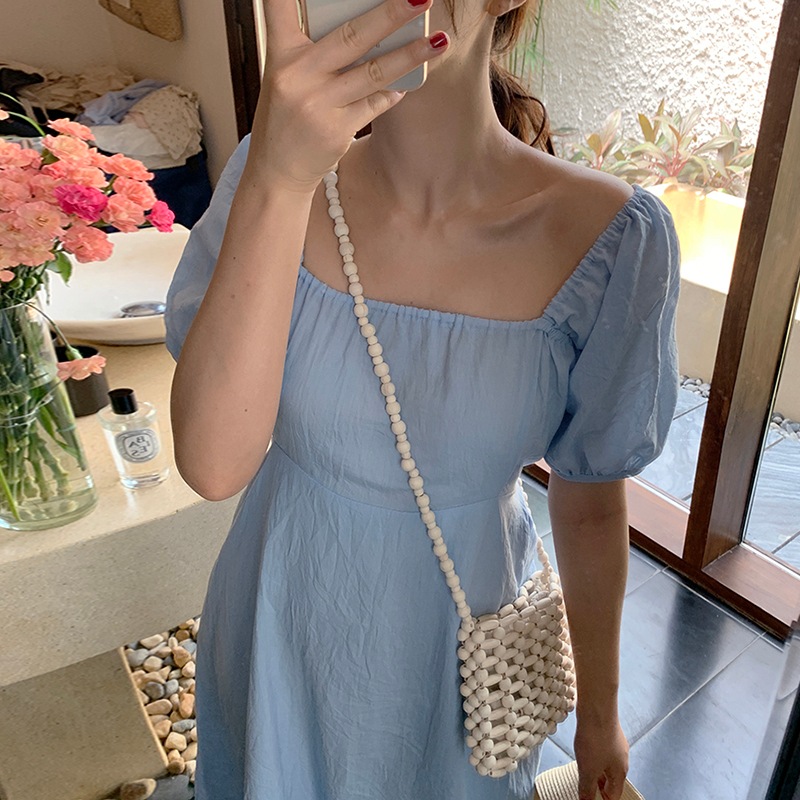 4色 ワンピース 半袖 春夏 フォーマル フレア ひざ丈 ミモレ丈 パフスリーブ スクエアネック フレア Aライン ウエストリボン バックリボン 色展開 ホワイト ブラック ブルー ピンク ワンサイズ 4色 ワンピース 半袖 春夏 フォーマル フレア ひざ丈 ミモレ丈 パフスリーブ スクエアネック フレア Aライン ウエストリボン バックリボン 色展開 ホワイト ブラック ブルー ピンク ワンサイズ