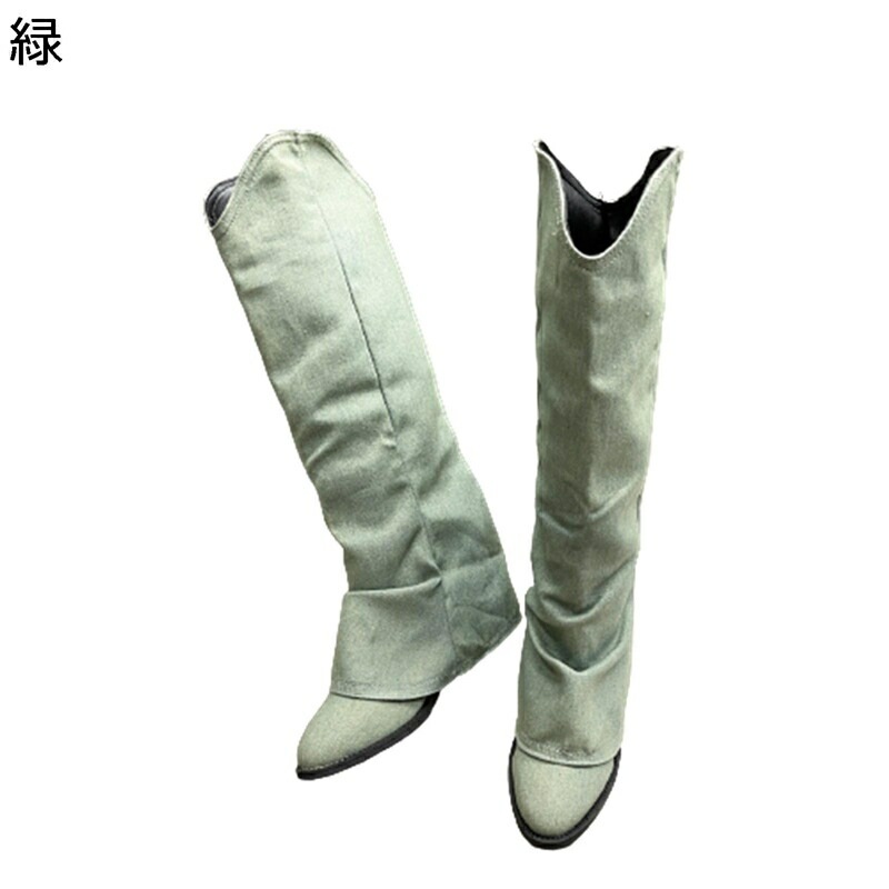 ロングブーツ ソックスブーツ レディース 秋靴 冬靴 ウェスターブーツ Vカット ポインテッドトゥ ミドルヒール5cm 欧米風 カウボーイ カジュアル ファッション 細見え 原宿 大きいサイズ