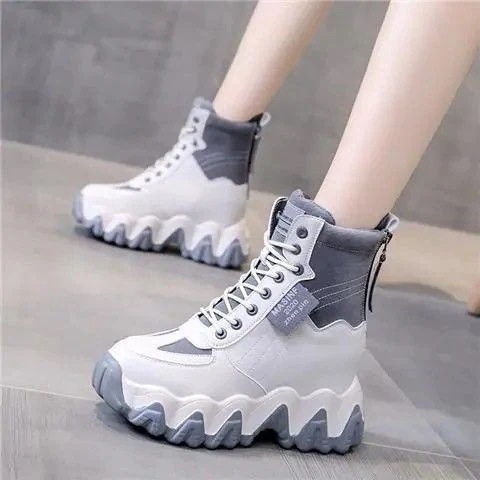 超人気 厚底シューズ 新作 スニーカー ハイカット通学通勤 け 暖かい 厚底 松糕靴 身長アップ 7cm