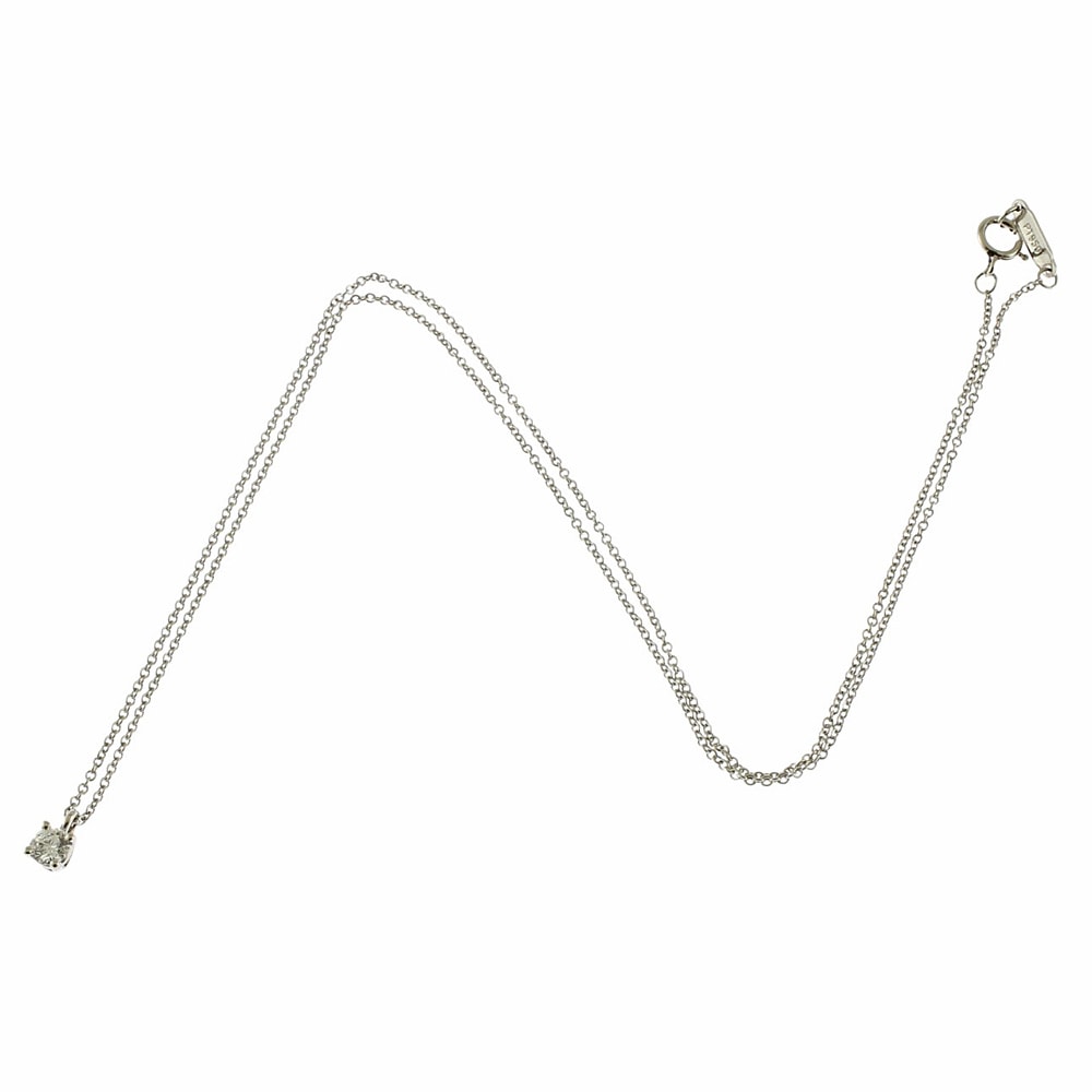 ティファニー ソリティア ネックレス Pt950プラチナ ダイヤモンド TIFFANY&Co. 中古 美品