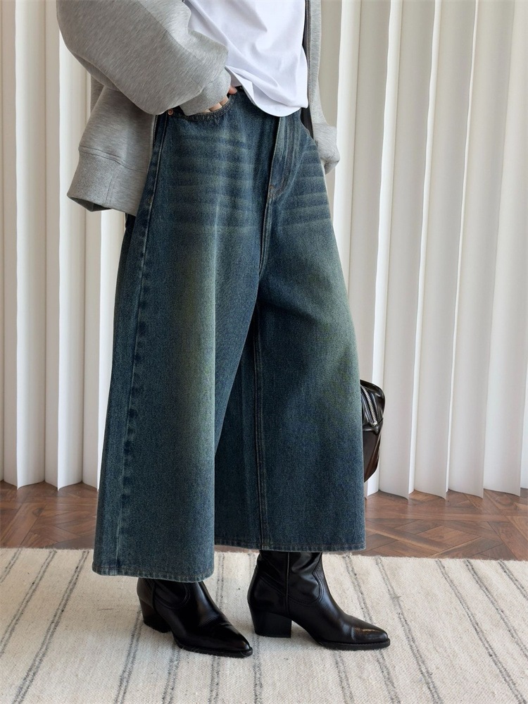 INSスタイル 2025早春 ジーンズ トレンド ゆったりする 七分パンツ カジュアルパンツ デニムパンツ レトロ 水洗い ワイドパンツ INSスタイル 2025早春 ジーンズ トレンド ゆったりする 七分パンツ カジュアルパンツ デニムパンツ レトロ 水洗い ワイドパンツ