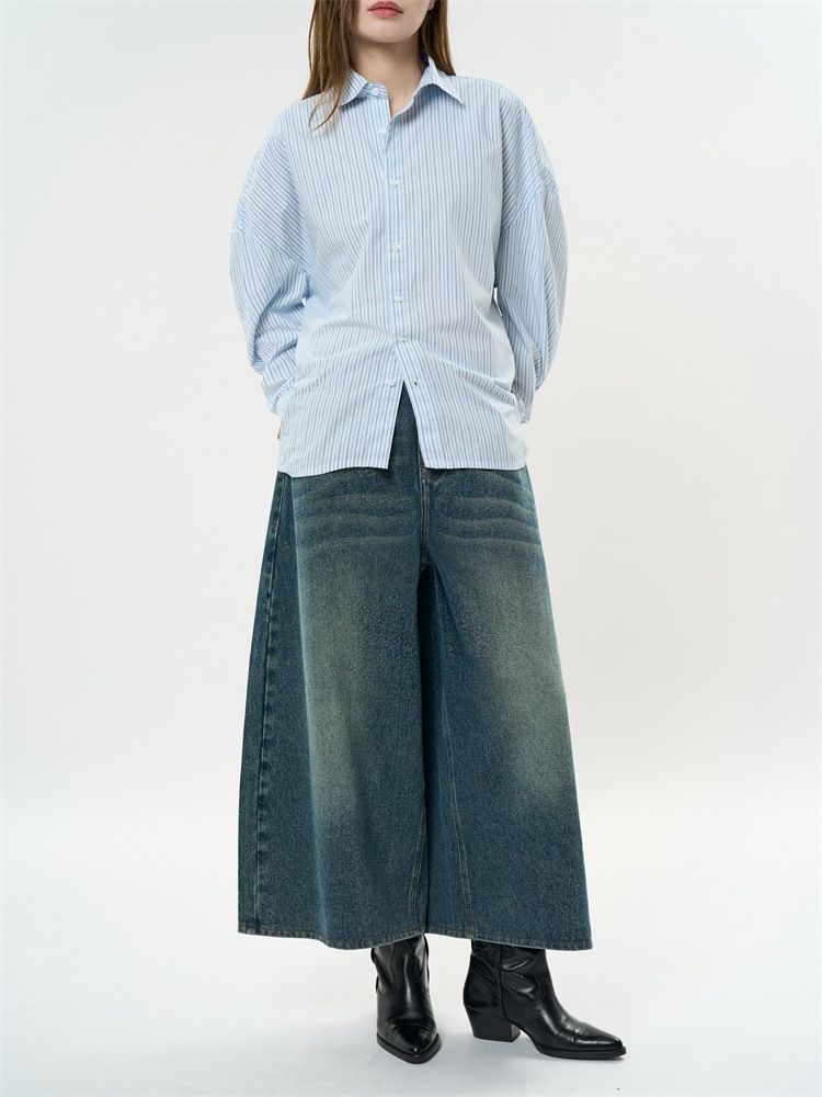 INSスタイル 2025早春 ジーンズ トレンド ゆったりする 七分パンツ カジュアルパンツ デニムパンツ レトロ 水洗い ワイドパンツ INSスタイル 2025早春 ジーンズ トレンド ゆったりする 七分パンツ カジュアルパンツ デニムパンツ レトロ 水洗い ワイドパンツ