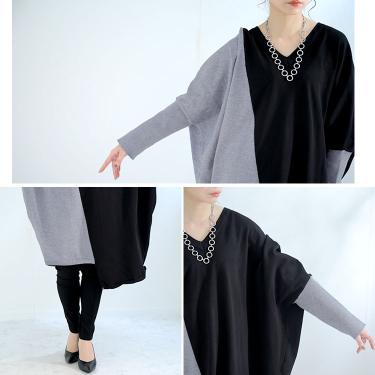 大きいサイズ レディース ワンピース バイカラーVネックニットワンピース ワンピ 長袖ワンピース ドル 大きいサイズ レディース ワンピース バイカラーVネックニットワンピース ワンピ 長袖ワンピース ドル