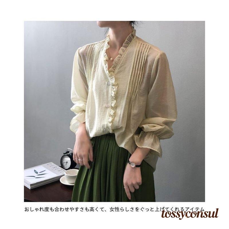 特別仕様ブラウス 長袖 レディース フリルブラウス レトロ Vネック プリーツブラウス ゆったり 長袖シャツ おしゃれ 長袖ブラウス 前開き バレンタイン プレゼント 新生活 特別仕様ブラウス 長袖 レディース フリルブラウス レトロ Vネック プリーツブラウス ゆったり 長袖シャツ おしゃれ 長袖ブラウス 前開き バレンタイン プレゼント 新生活