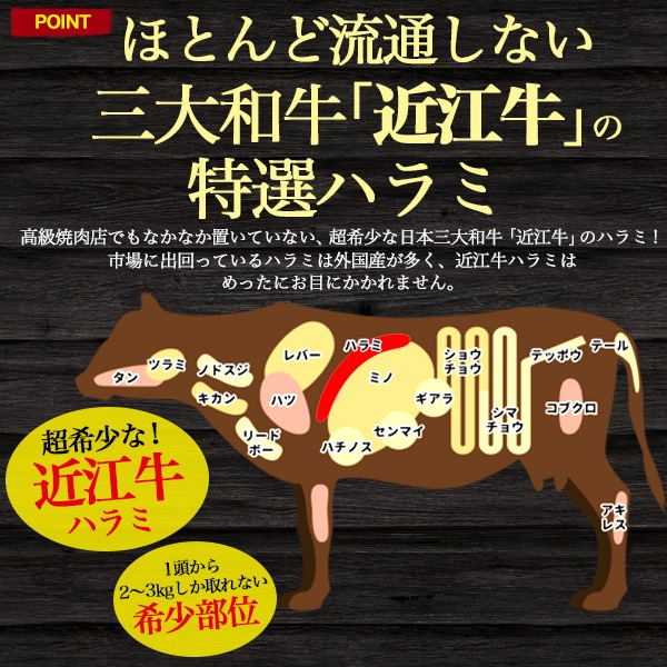 焼肉用 近江牛 特選ハラミ 360g (180g2) 　日本 三大和牛 希少 国産 牛肉 お肉 黒毛和牛　ギフト お取り寄せ グルメ 熨斗対応