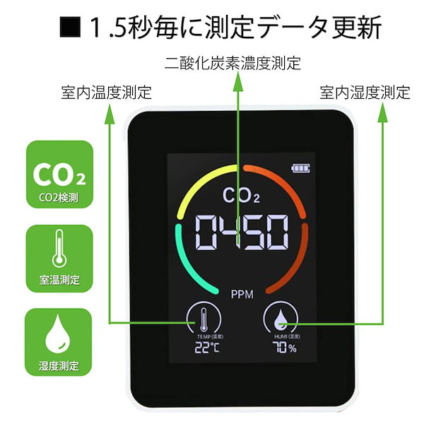 Qoo10] 二酸化炭素濃度計 CO2空気汚染測定器