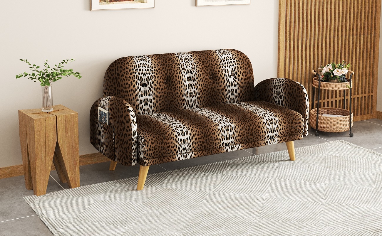 ファブリックソファ、クッション1個付き、木脚付き、脚なしで利用可能取り外し可 ファブリックソファ、クッション1個付き、木脚付き、脚なしで