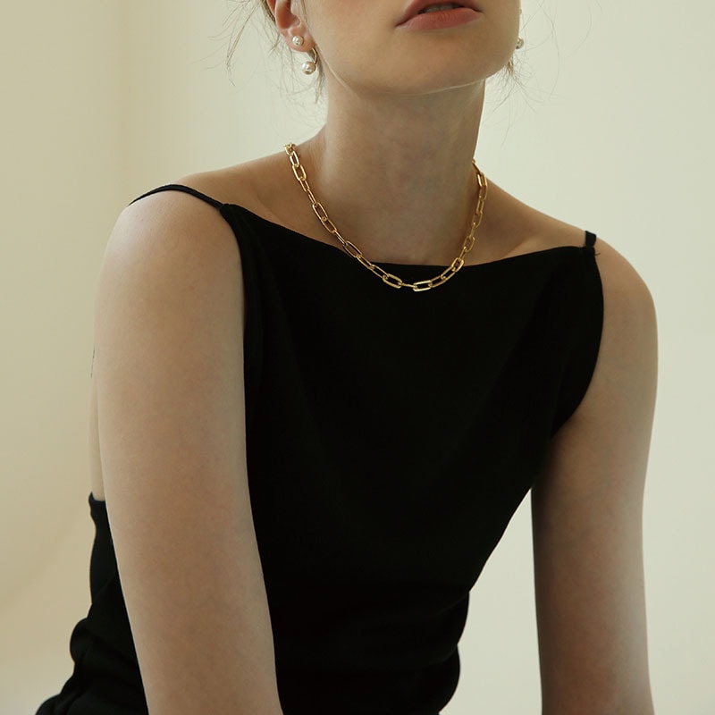LAZY DAWN] square chain necklace N002 レイジーダウン