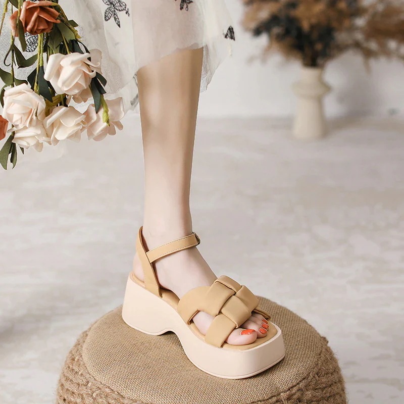 sサイズ サンダル 女性用 2024 プラットフォーム 厚底 ビーチシューズ 平底 編み込み アウター ローマンカジュアルシューズ sサイズ サンダル 女性用 2024 プラットフォーム 厚底 ビーチシューズ 平底 編み込み アウター ローマンカジュアルシューズ