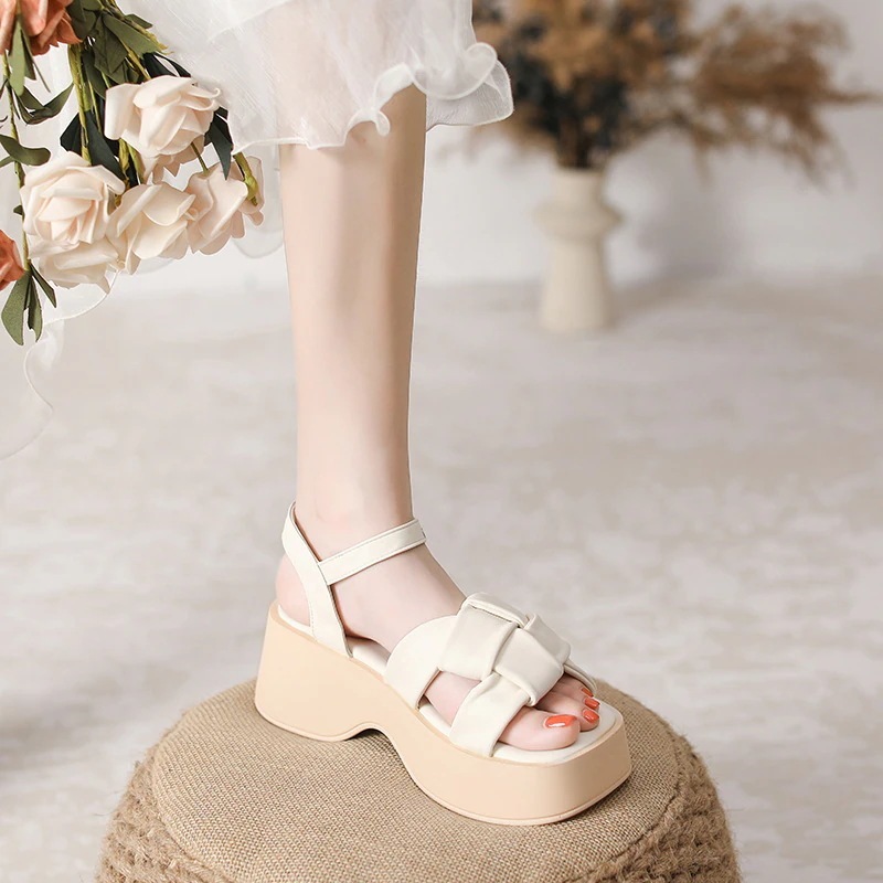 sサイズ サンダル 女性用 2024 プラットフォーム 厚底 ビーチシューズ 平底 編み込み アウター ローマンカジュアルシューズ sサイズ サンダル 女性用 2024 プラットフォーム 厚底 ビーチシューズ 平底 編み込み アウター ローマンカジュアルシューズ