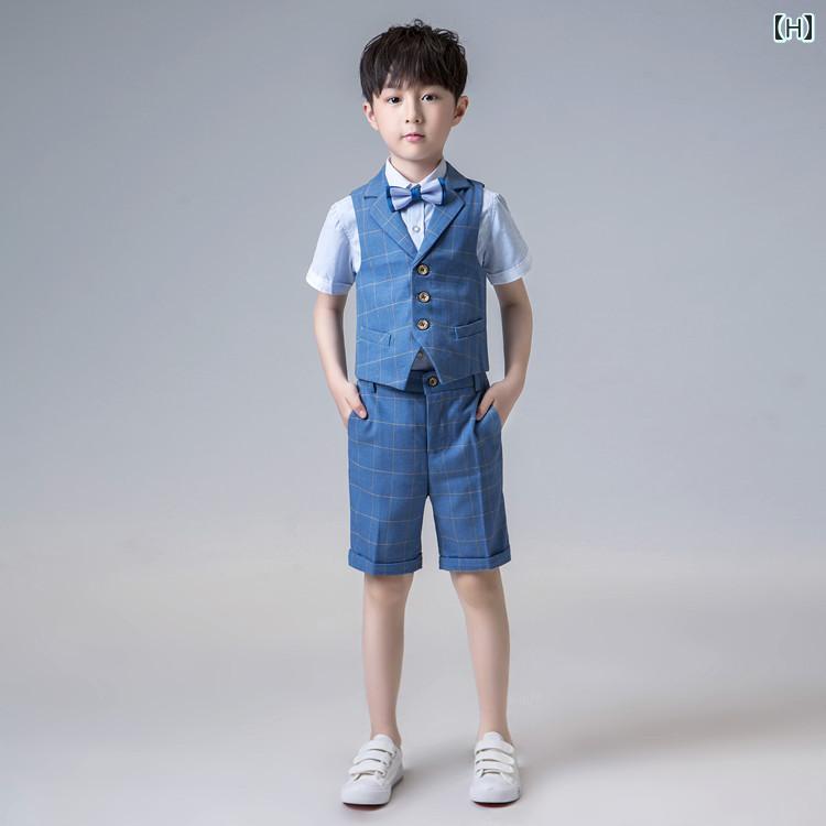 キッズ フォーマル スーツ ジュニア ファッション 男の子 夏 スーツ フラワーボーイ セットアップ 発表会 パフォーマンス 服 ブリティッシュ ステージ 衣装