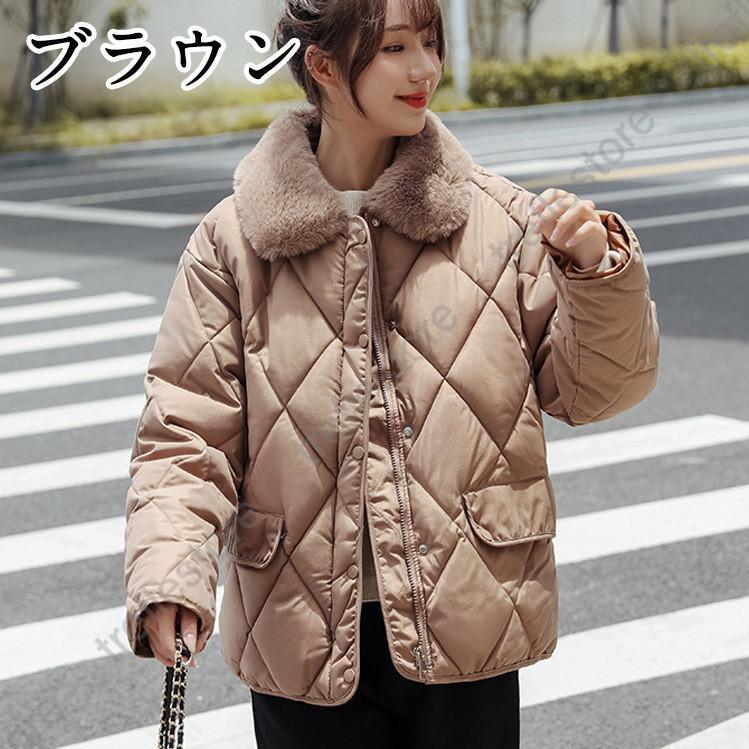 おしゃれ レディース冬服 ファー付き コート 防寒 冬 ショート丈 防寒 キルティングジャケット カジュアル カジュアル お洒落 暖かい アウター かわいい 軽量