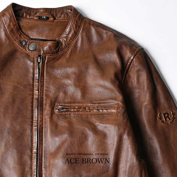 RIDEZ ACE JACKET BROWN L RLJ110 シングルライダースジャケット