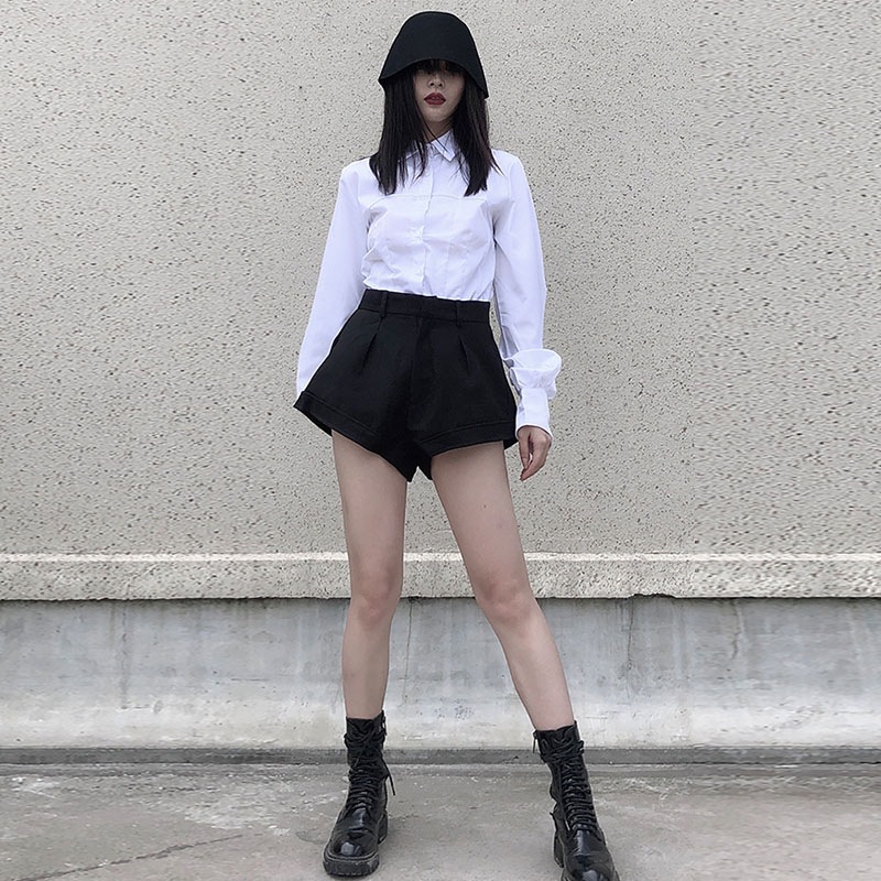 女性用スリム長袖シャツ新しいプリーツ多用途ウエストスリムデザインパーソナライズされたウエストシャツ無地シンプルカジュアルシャツレディースファッションシャツ