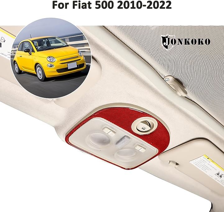 新型 フィアット 500 2011～2019に適用 ルームランプトリム リーディングライトパネル リア ルームランプカバー(レッド, レッド)