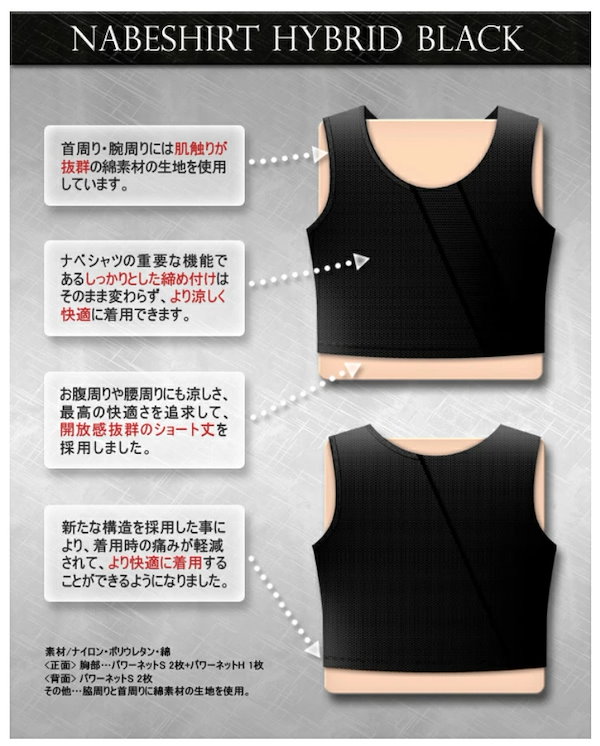 Qoo10] ナベシャツ ハイブリッド ブラック(2枚