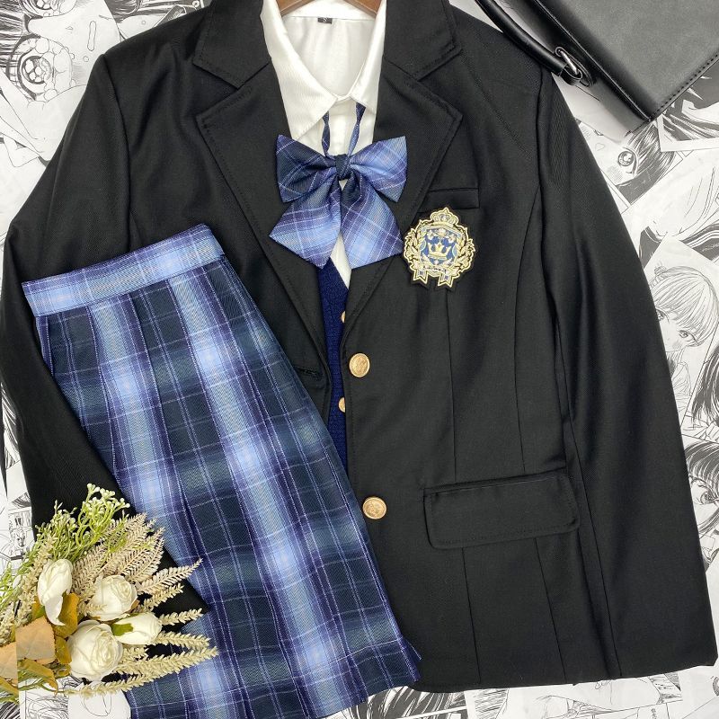 【送料無料】韓国 jk 制服 スーツ 大きめ フルセット ベスト 長袖 シャツ チェック柄 スカート スーツ 人 大学生 大学生風迅速配送