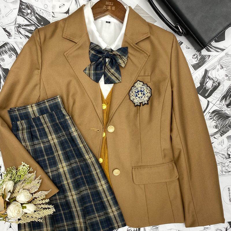 【送料無料】韓国 jk 制服 スーツ 大きめ フルセット ベスト 長袖 シャツ チェック柄 スカート スーツ 人 大学生 大学生風迅速配送