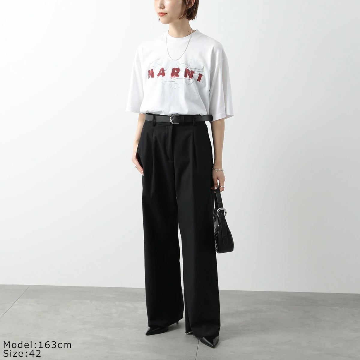 MARNI マルニ Tシャツ HUMU0223PV USCW95 レディース 半袖 カットソー ロゴT コットン クルーネック LOW01/LILY-WHITE 【mega】